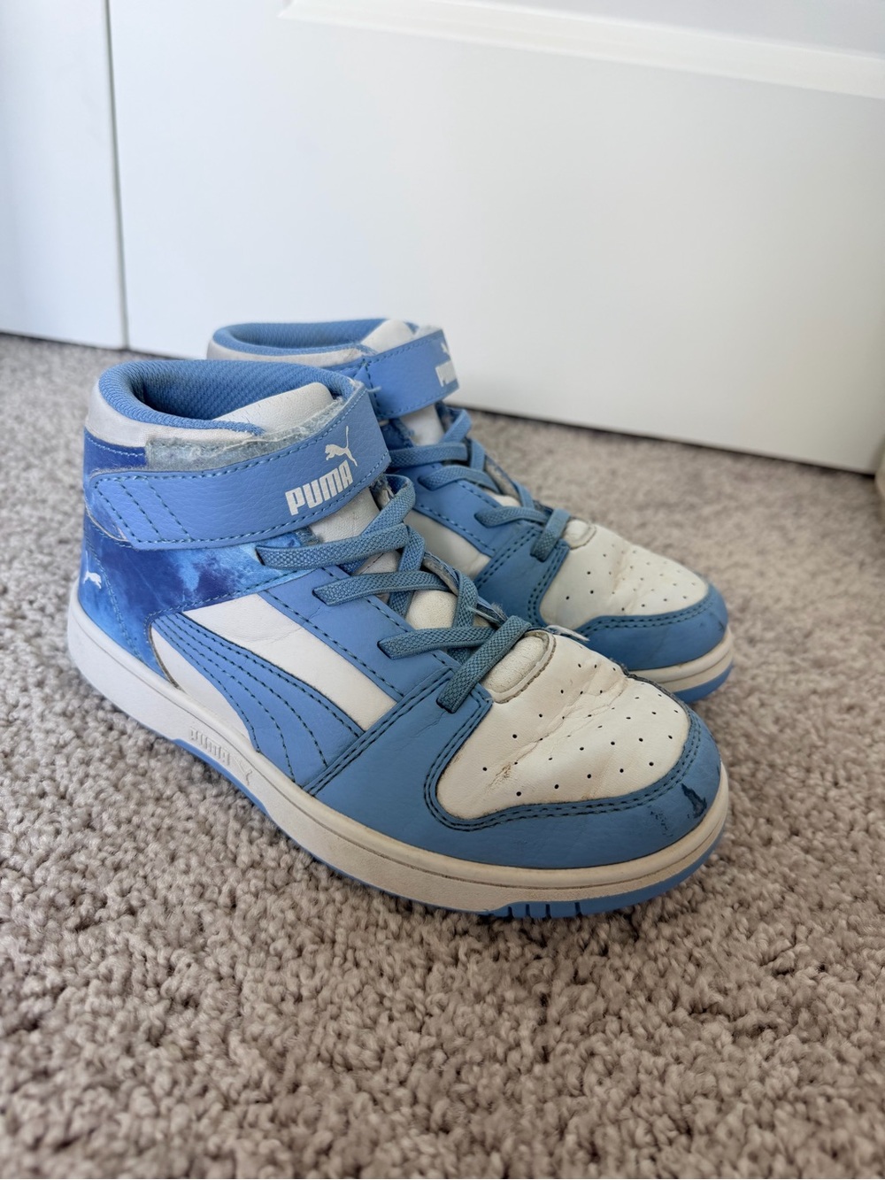 Puma Kids Blue and White Mid-Top Sneakers